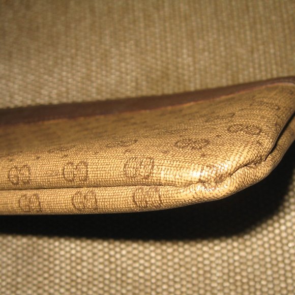 ❤️ Authen GUCCI Micro G Logo Print Tan Canvas Leather Coated Coin Wallet Clutch - Picture 4 of 6